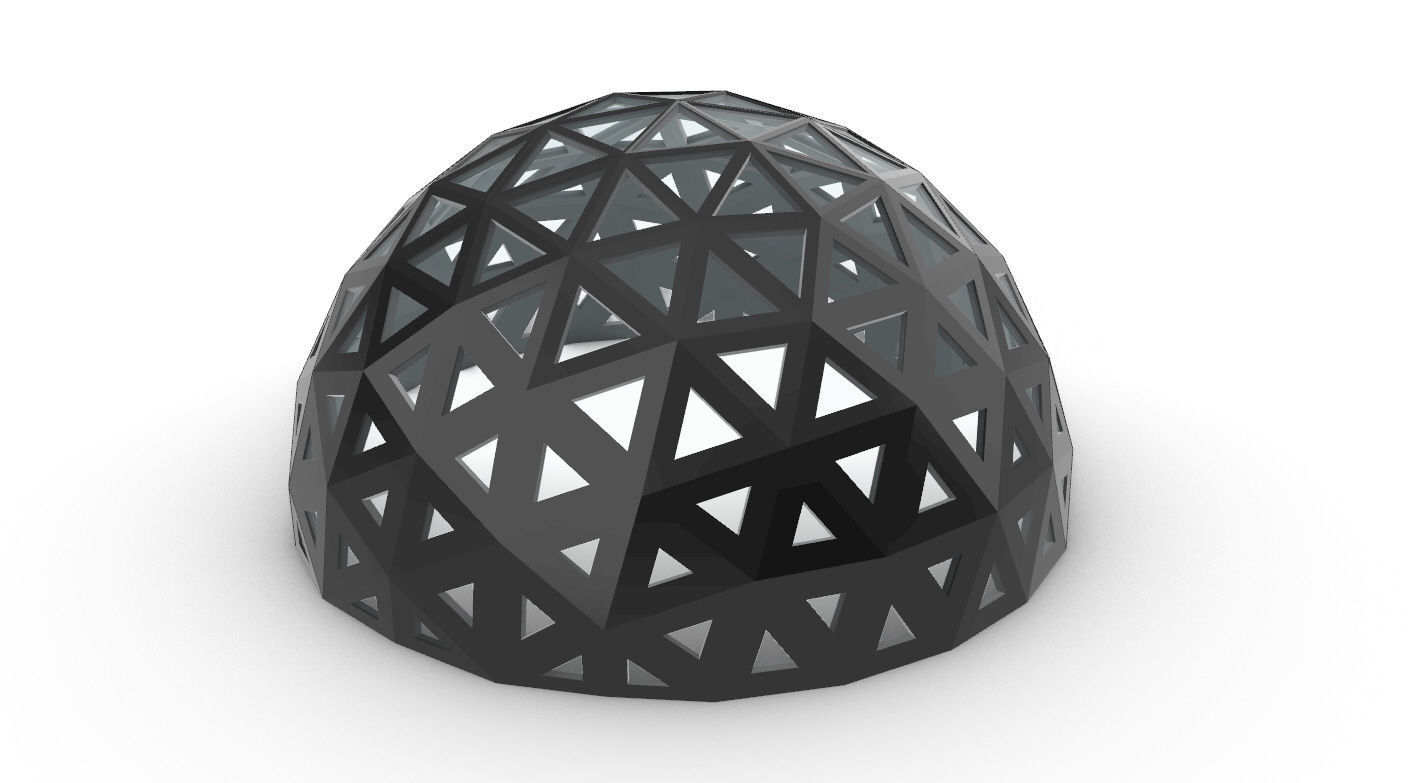 Geodesic Dome with Dynamic Perforations and glass panels 3D model_49