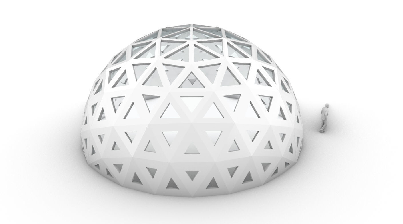 Geodesic Dome with Dynamic Perforations and glass panels 3D model_58