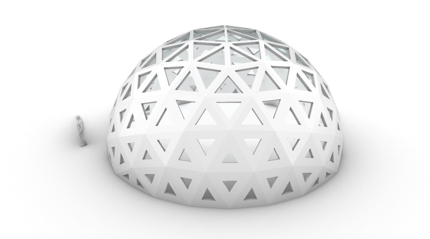 Geodesic Dome with Dynamic Perforations and glass panels 3D model_18