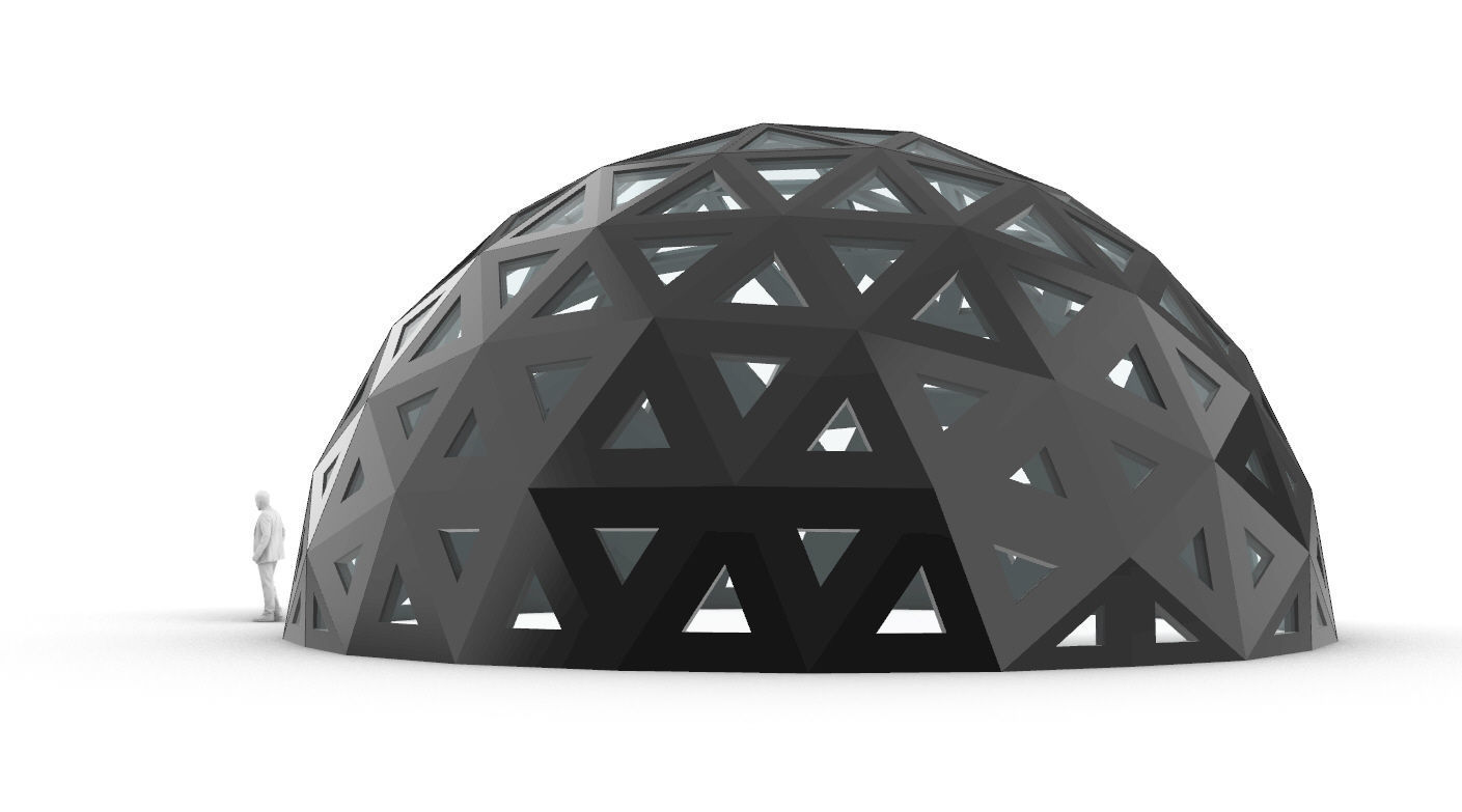 Geodesic Dome with Dynamic Perforations and glass panels 3D model_20