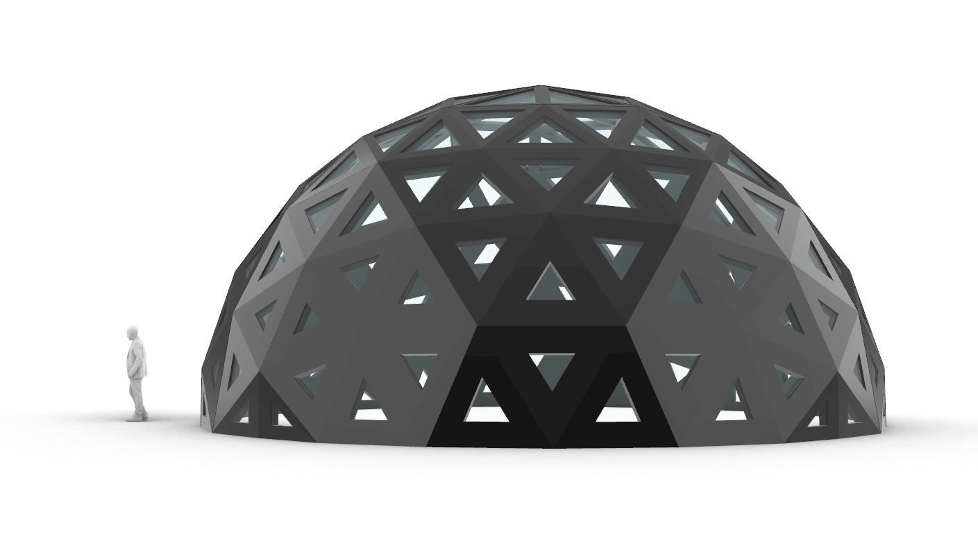 Geodesic Dome with Dynamic Perforations and glass panels 3D model_16