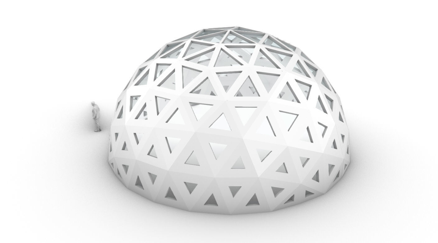 Geodesic Dome with Dynamic Perforations and glass panels 3D model_22