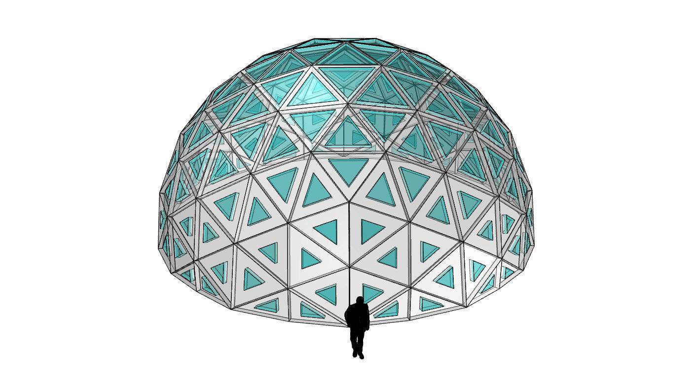 Geodesic Dome with Dynamic Perforations and glass panels 3D model_79