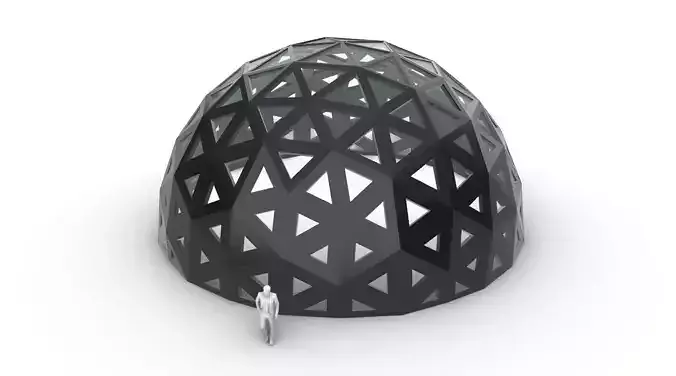 Geodesic Dome with Dynamic Perforations and glass panels