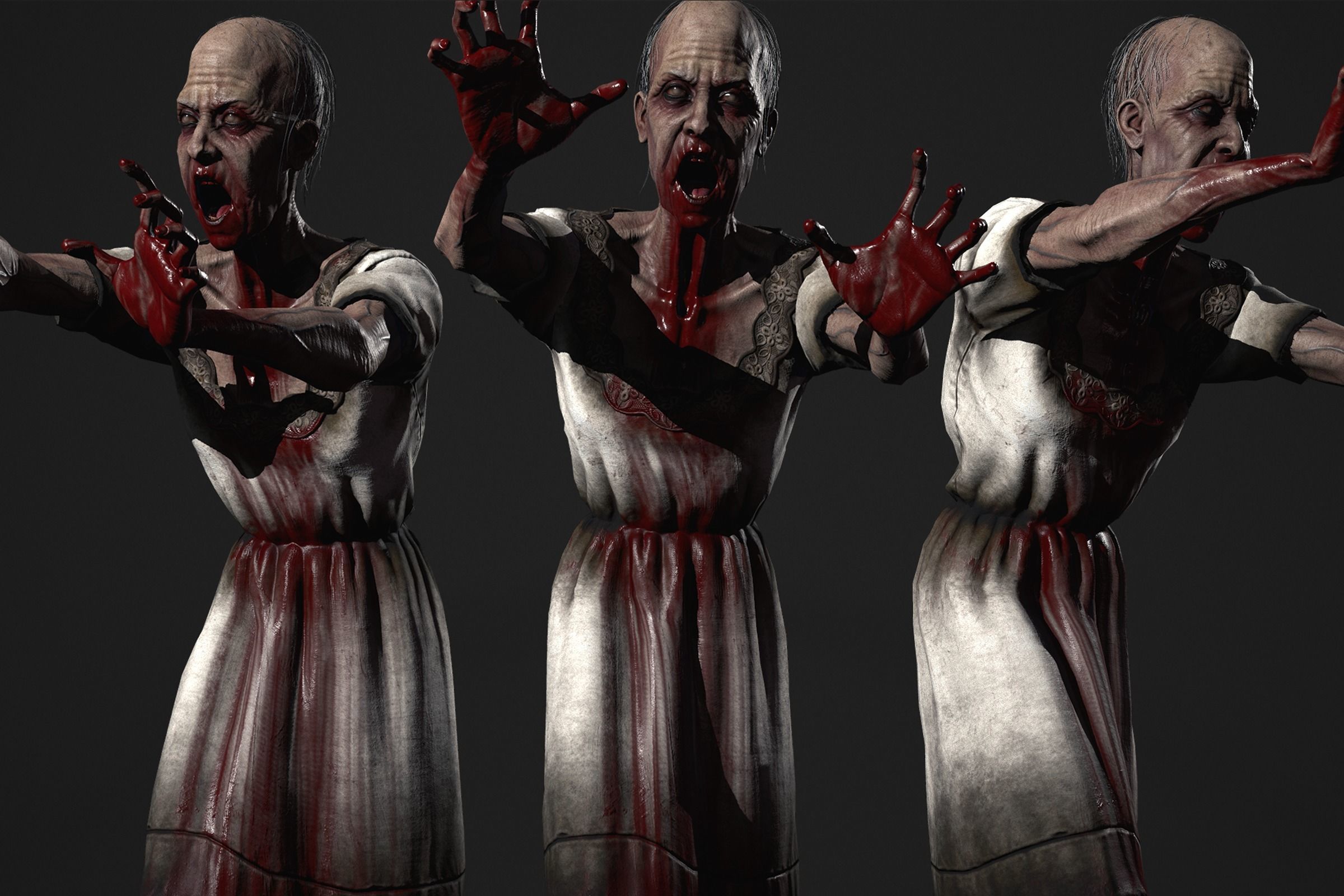 Vile Hag - Horror character Low-poly 3D model_3