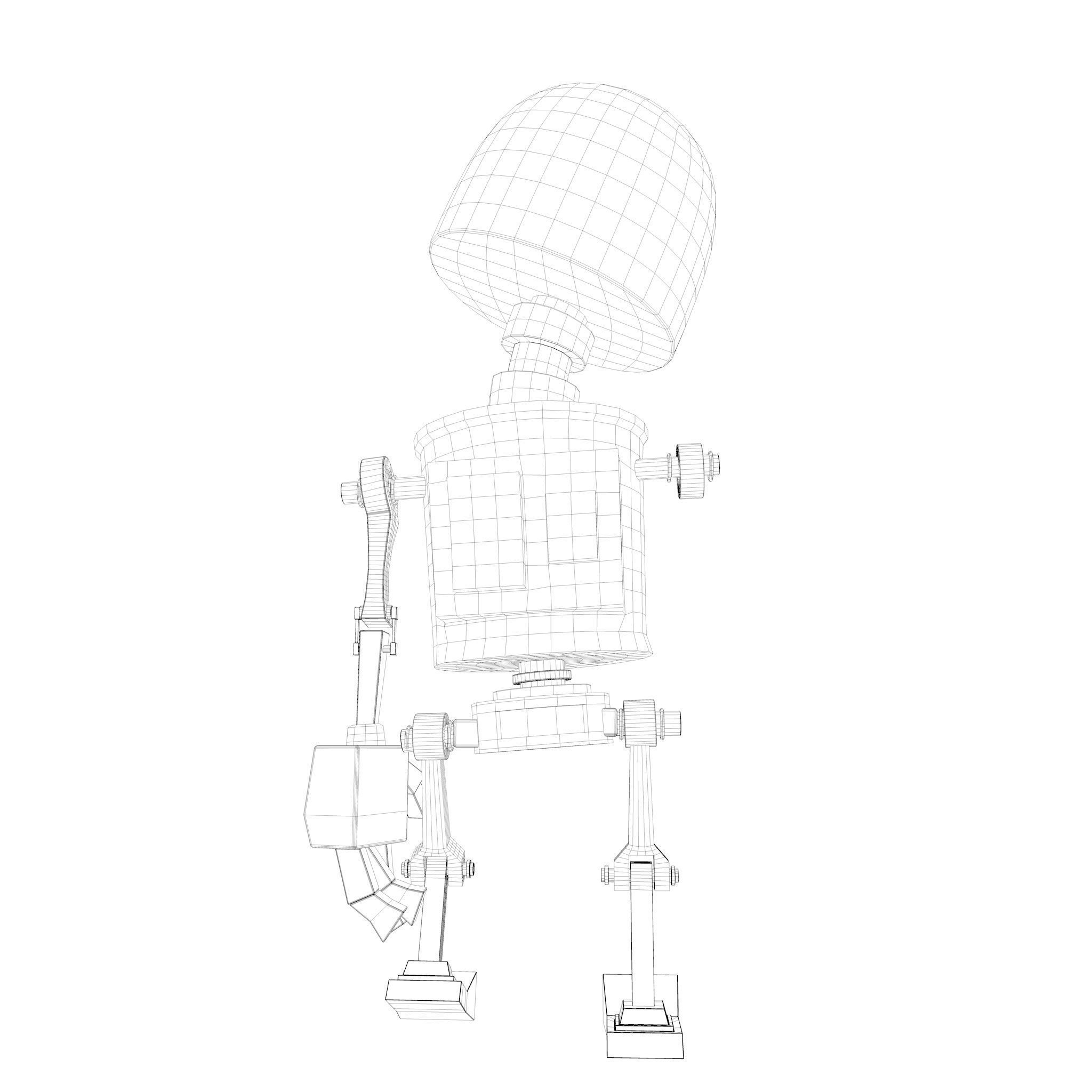 Tin Gold Robot Low-poly 3D model_19