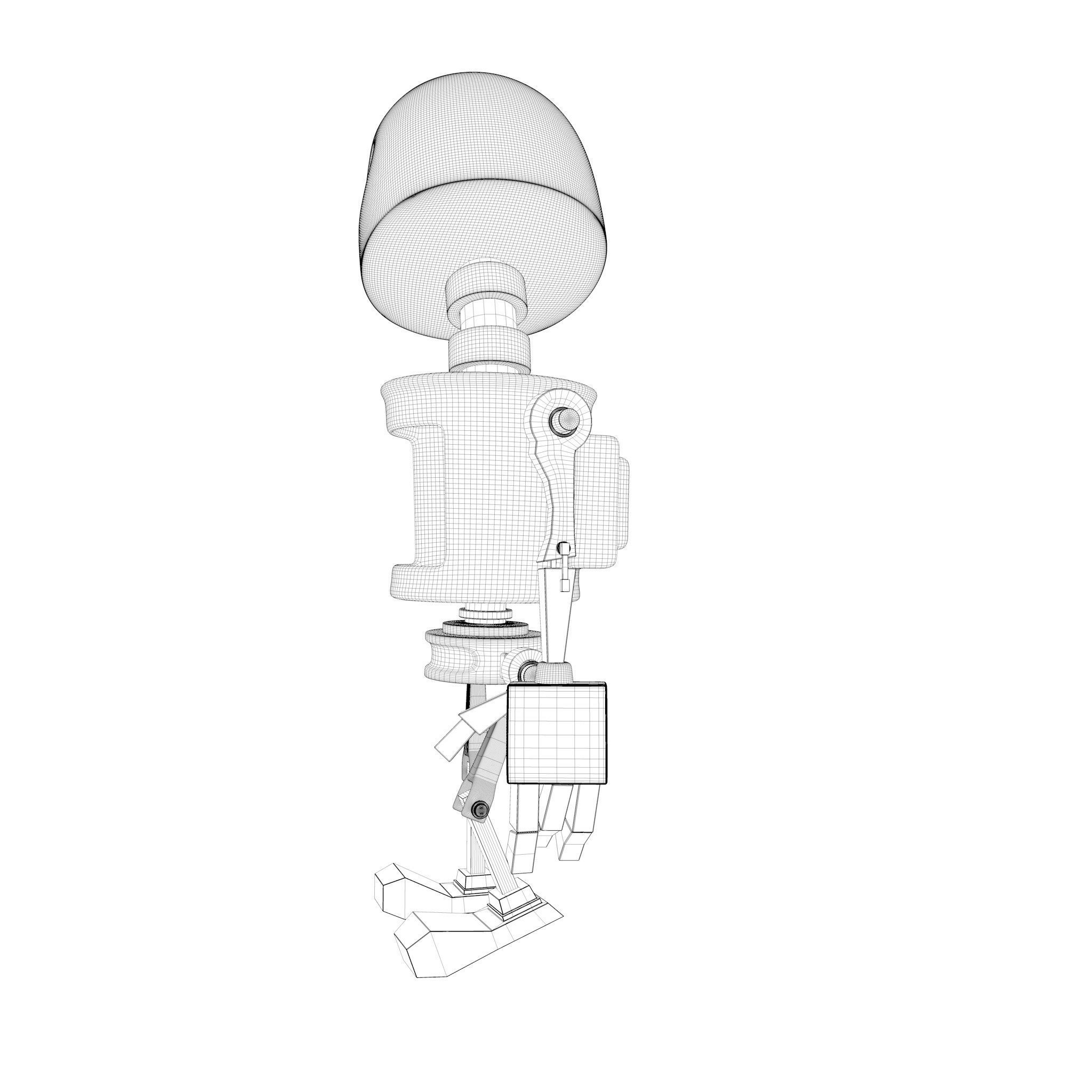 Tin Gold Robot Low-poly 3D model_20