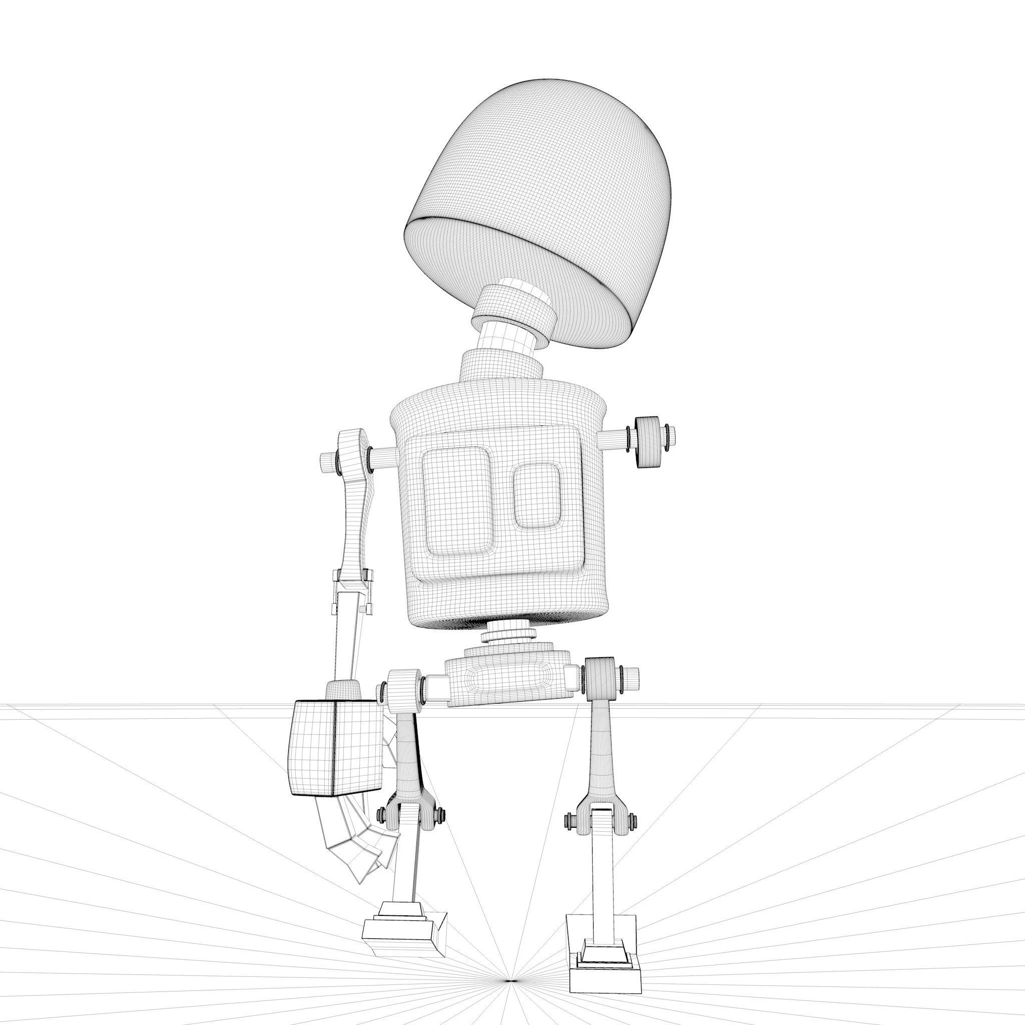 Tin Gold Robot Low-poly 3D model_21