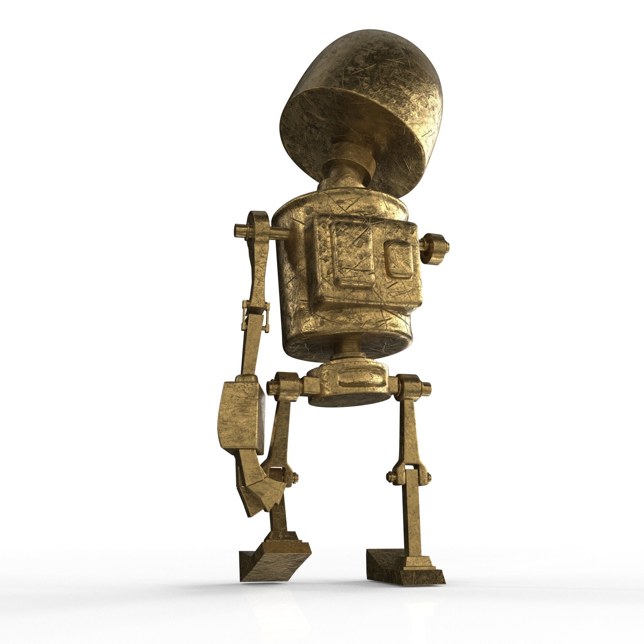 Tin Gold Robot Low-poly 3D model_2