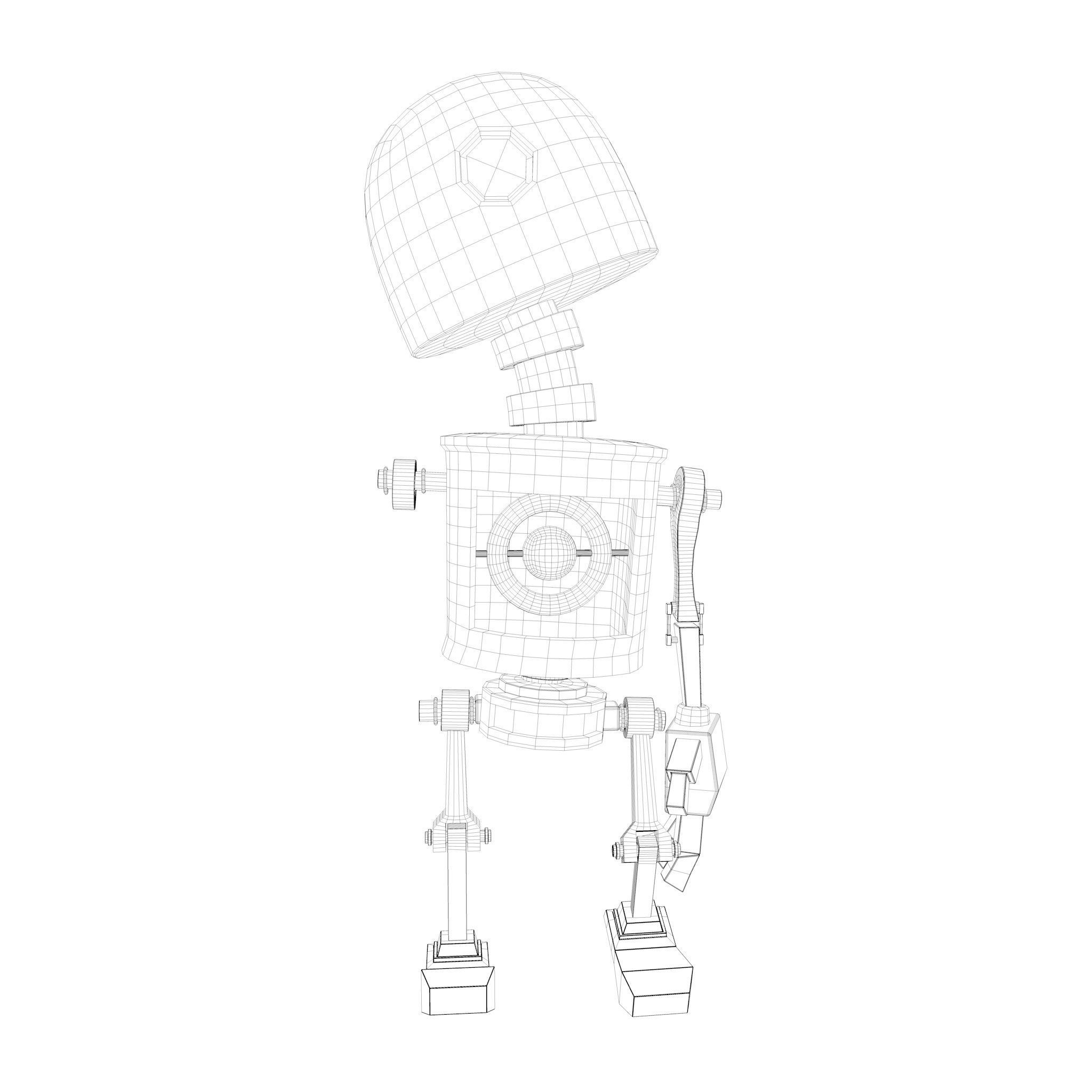 Tin Gold Robot Low-poly 3D model_17