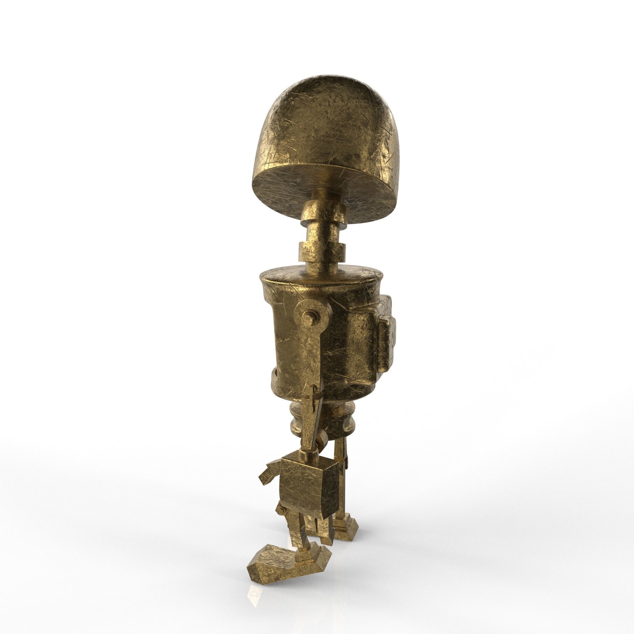 Tin Gold Robot Low-poly 3D model_24