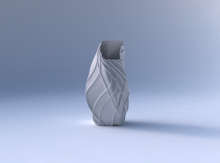Vase twisted bent quadratic with wavy sparse extruded lines 3D print model_4