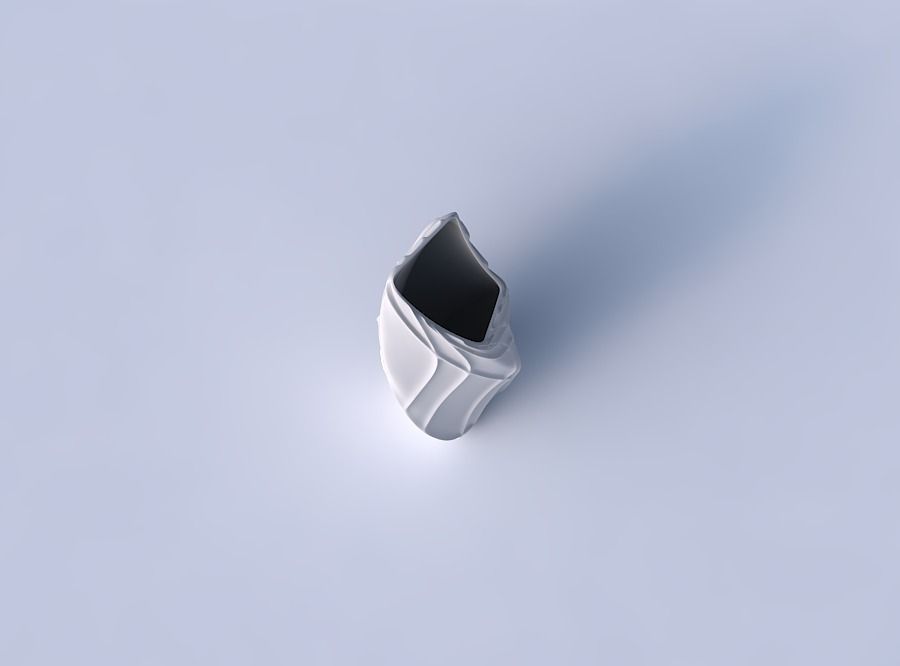 Vase twisted bent quadratic with wavy sparse extruded lines 3D print model_2