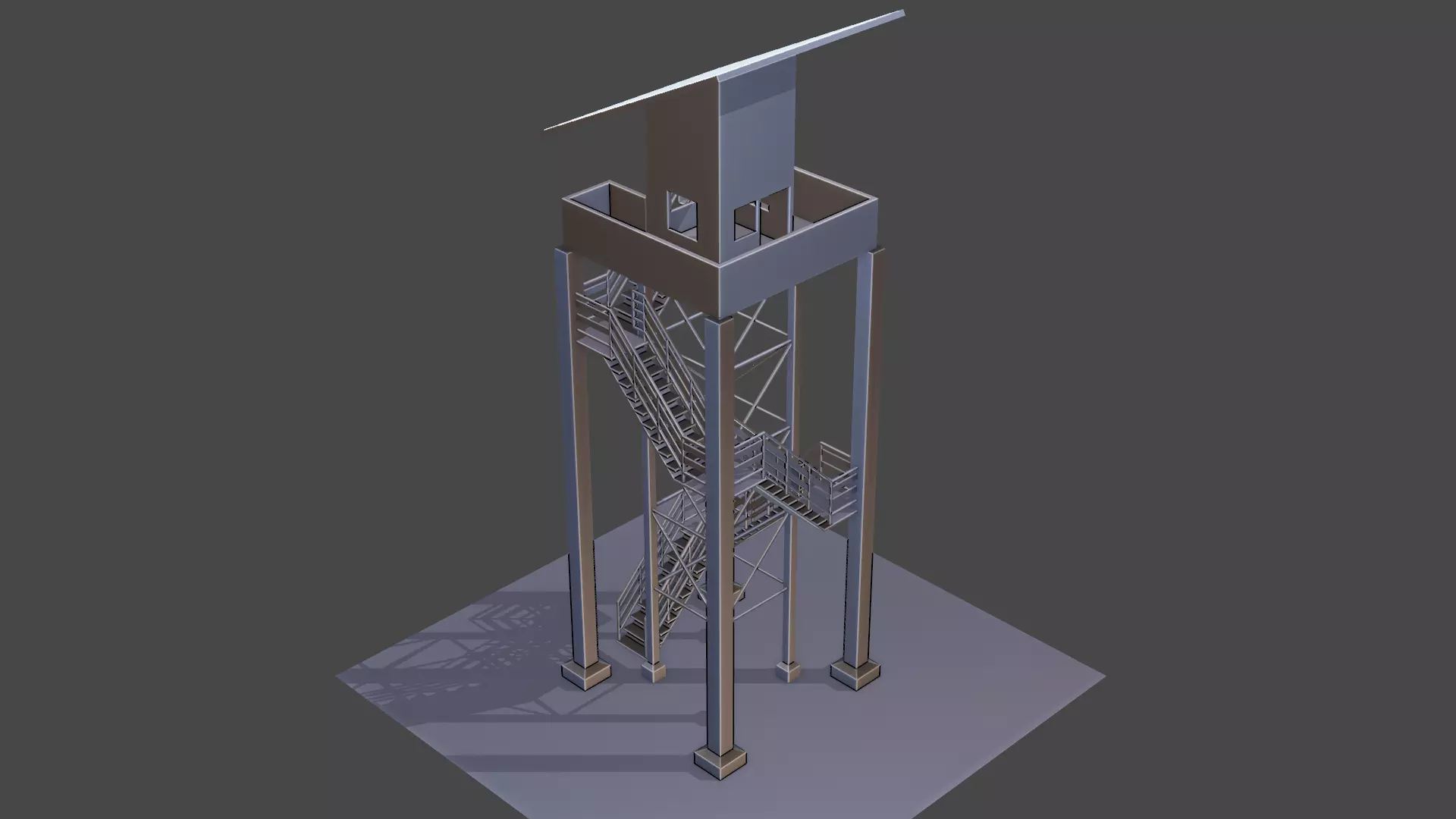 Defence Tower lowpoly 3D Low-poly 3D model_0