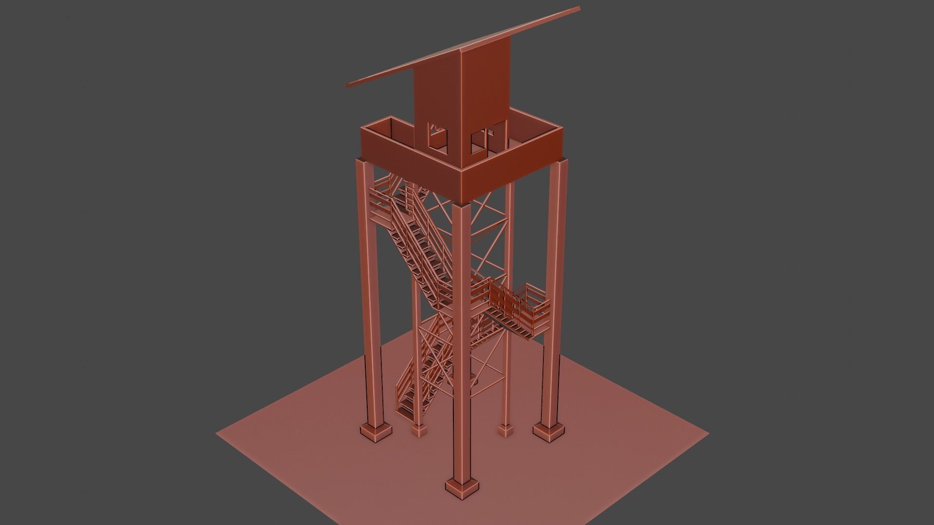 Defence Tower lowpoly 3D Low-poly 3D model_1