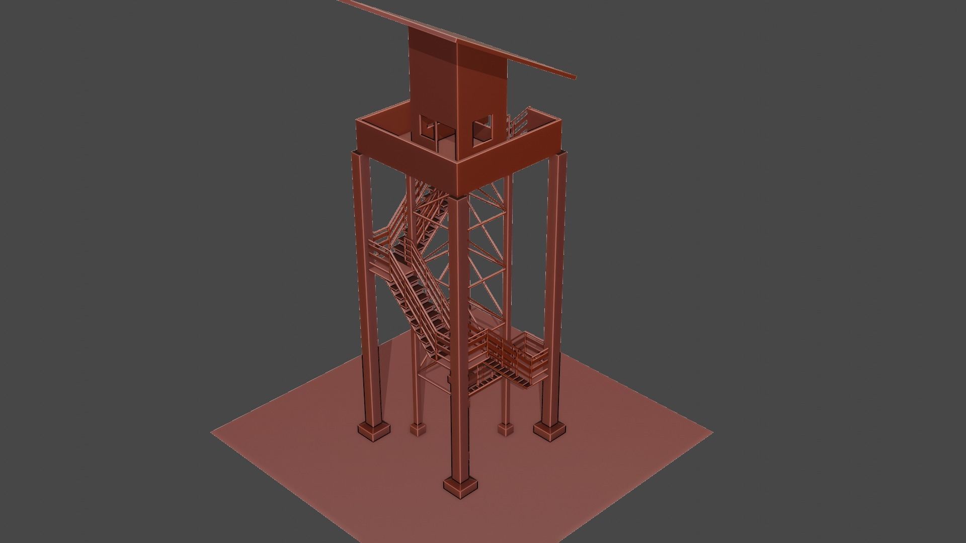 Defence Tower lowpoly 3D Low-poly 3D model_3