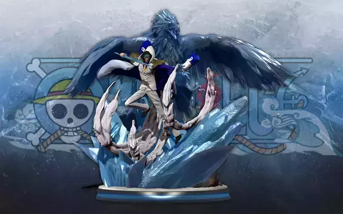 One Piece - Aokiji Kuzan Marine Admiral statue - Blue Pheasant 3D print model
