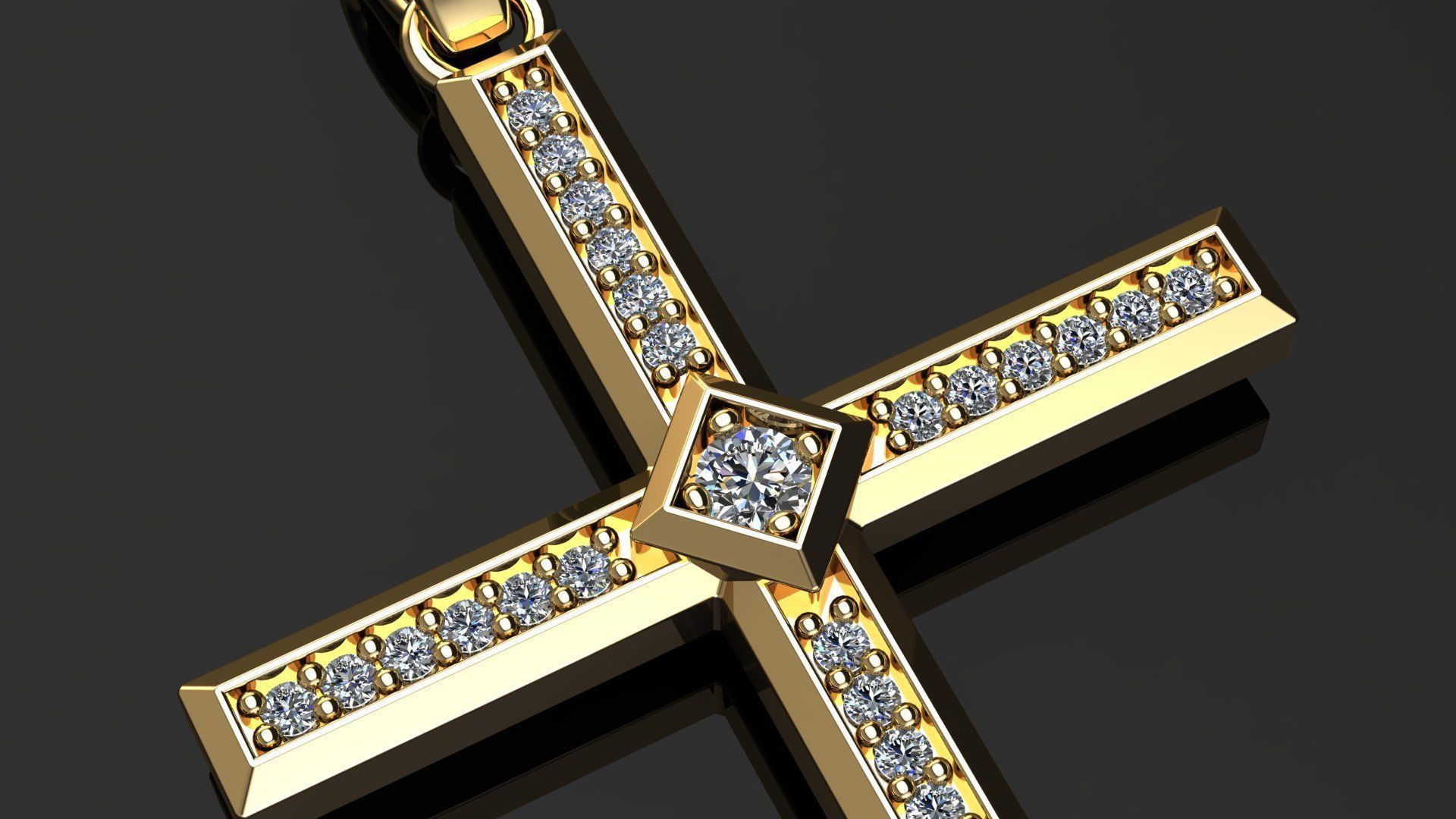 Cross Pendant with Diamonds 3D print model_6