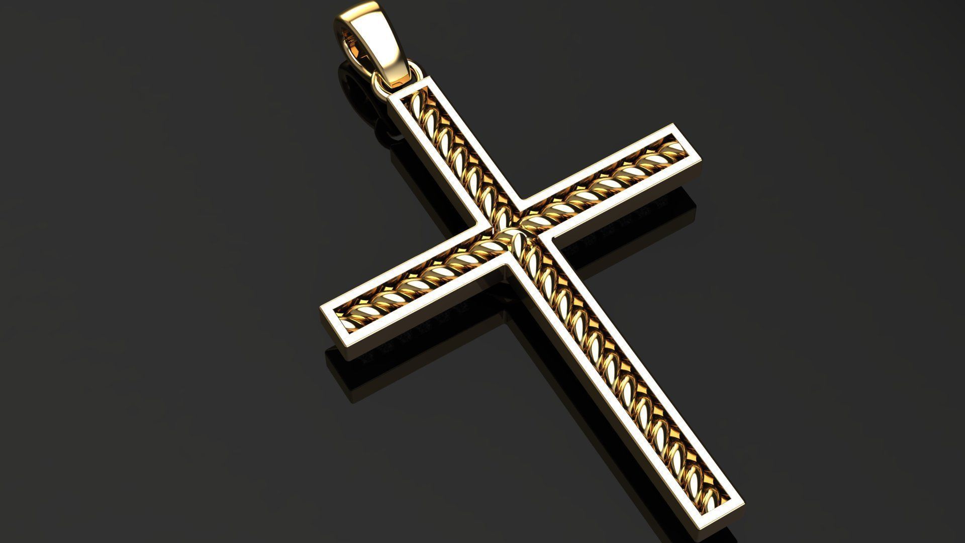 Cross Pendant with Diamonds 3D print model_7