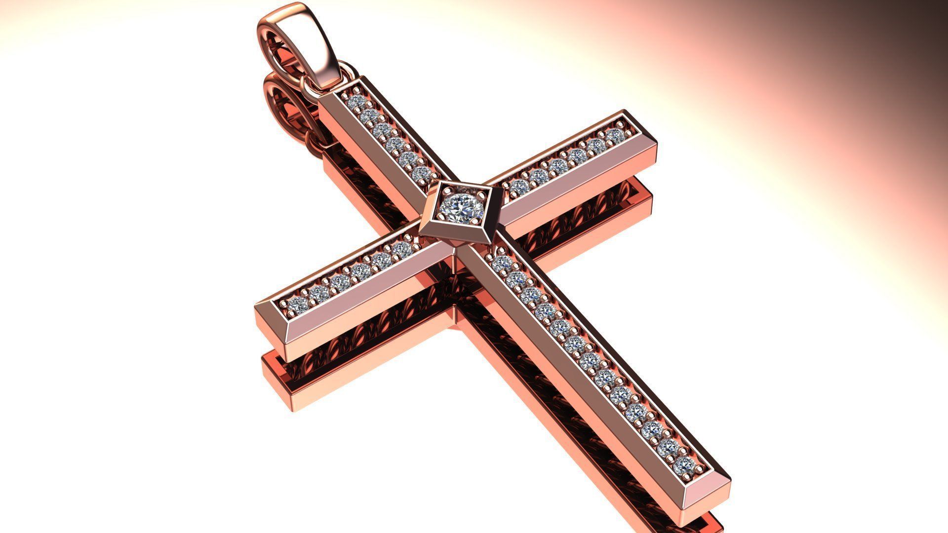 Cross Pendant with Diamonds 3D print model_13