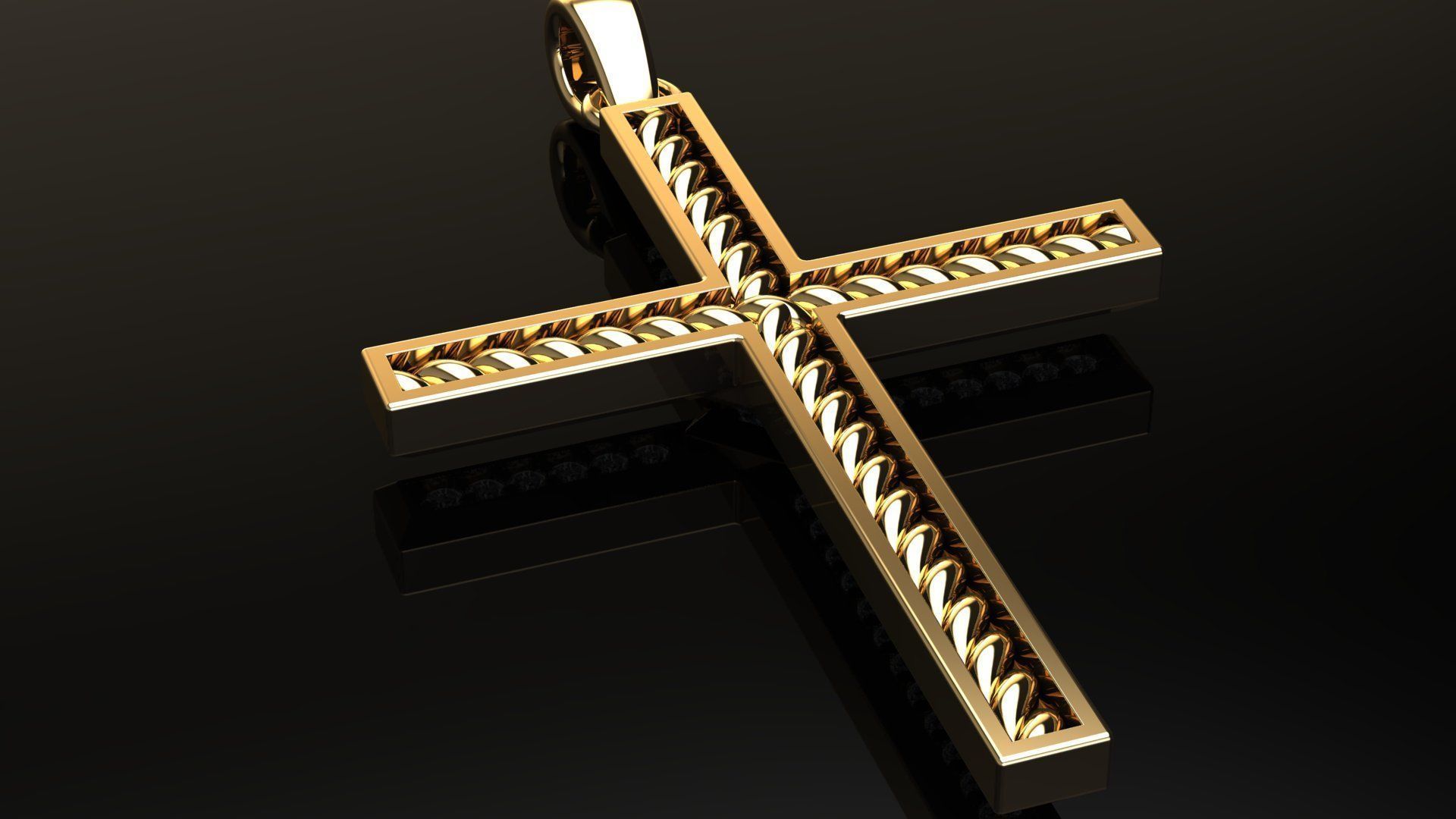 Cross Pendant with Diamonds 3D print model_8