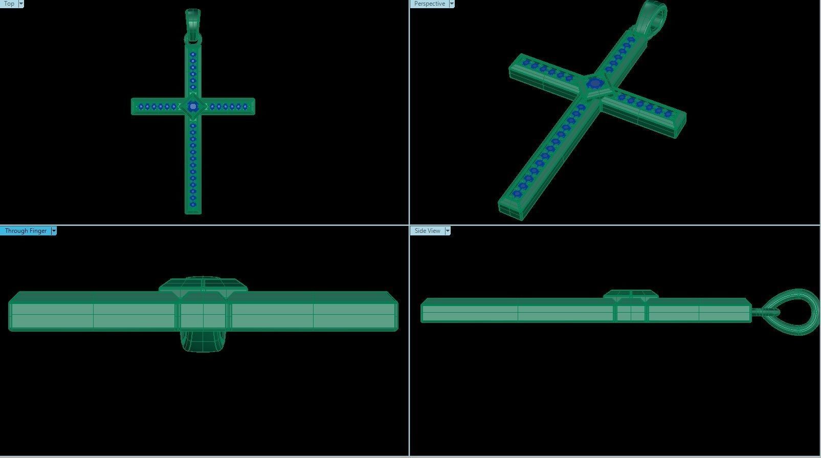 Cross Pendant with Diamonds 3D print model_1