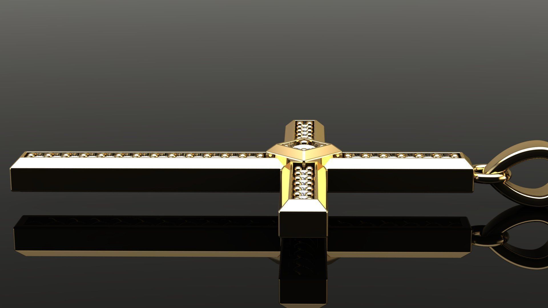 Cross Pendant with Diamonds 3D print model_5