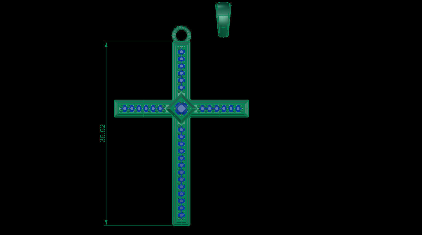 Cross Pendant with Diamonds 3D print model_17