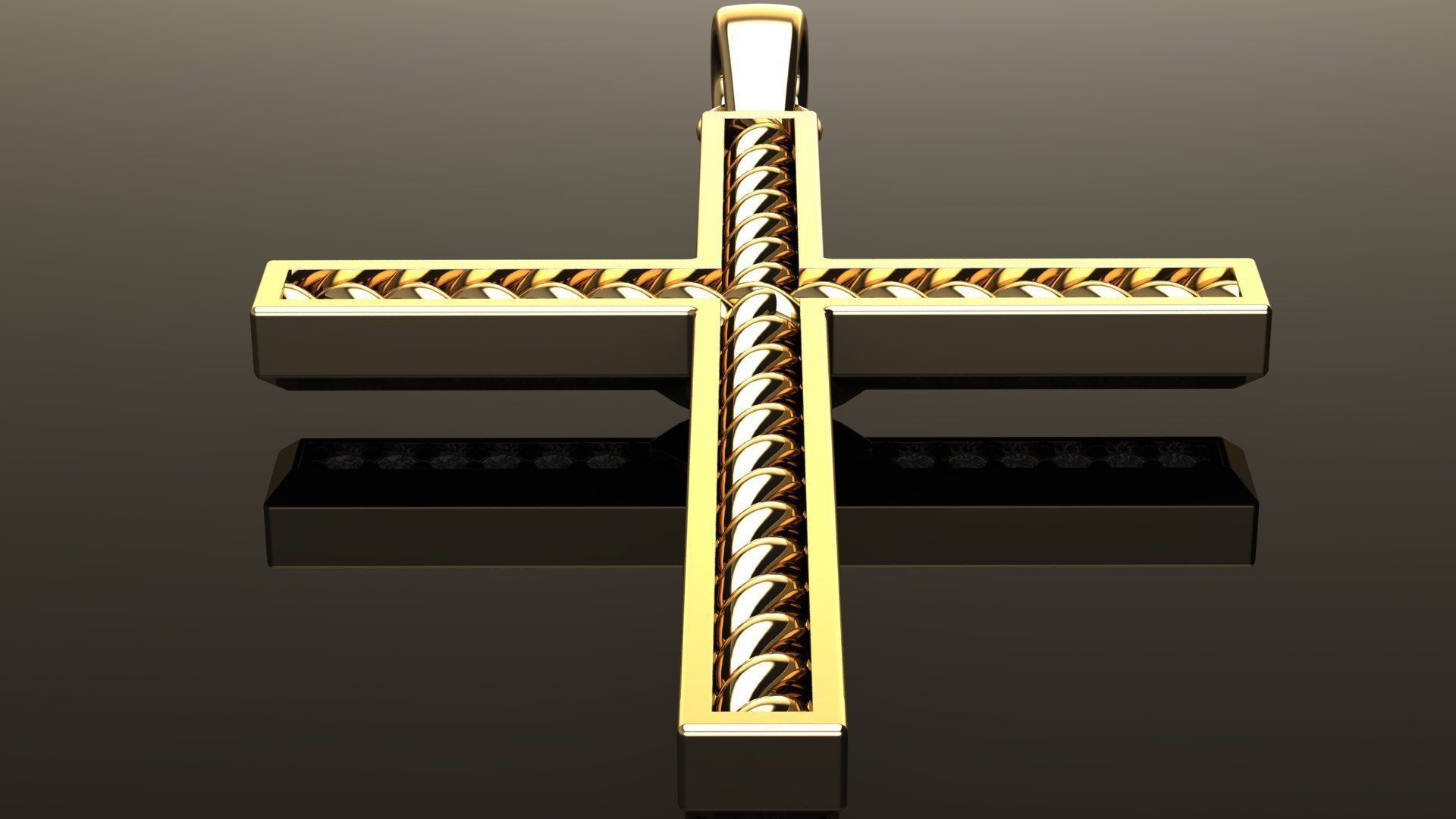 Cross Pendant with Diamonds 3D print model_9