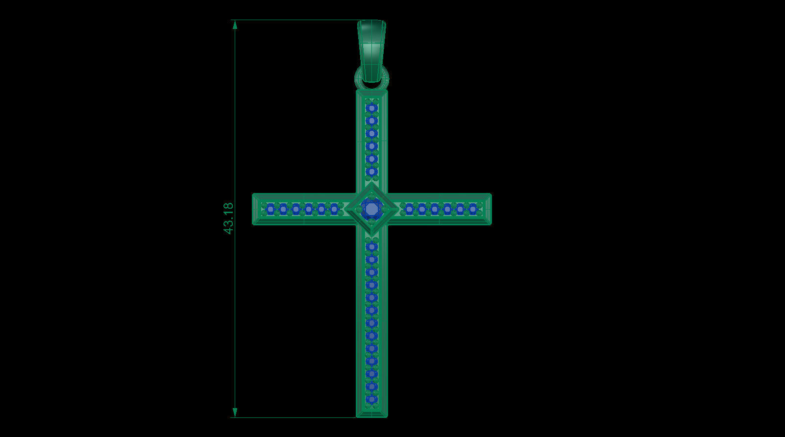 Cross Pendant with Diamonds 3D print model_18