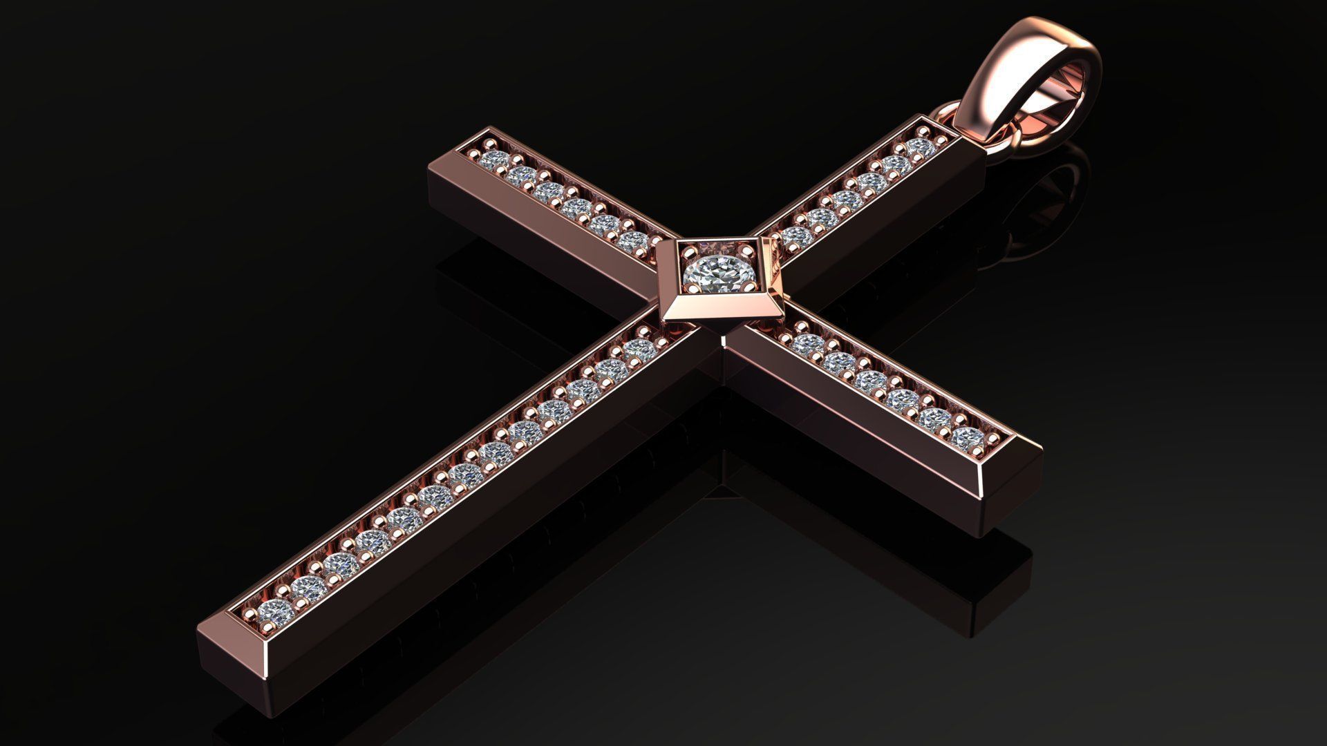 Cross Pendant with Diamonds 3D print model_14
