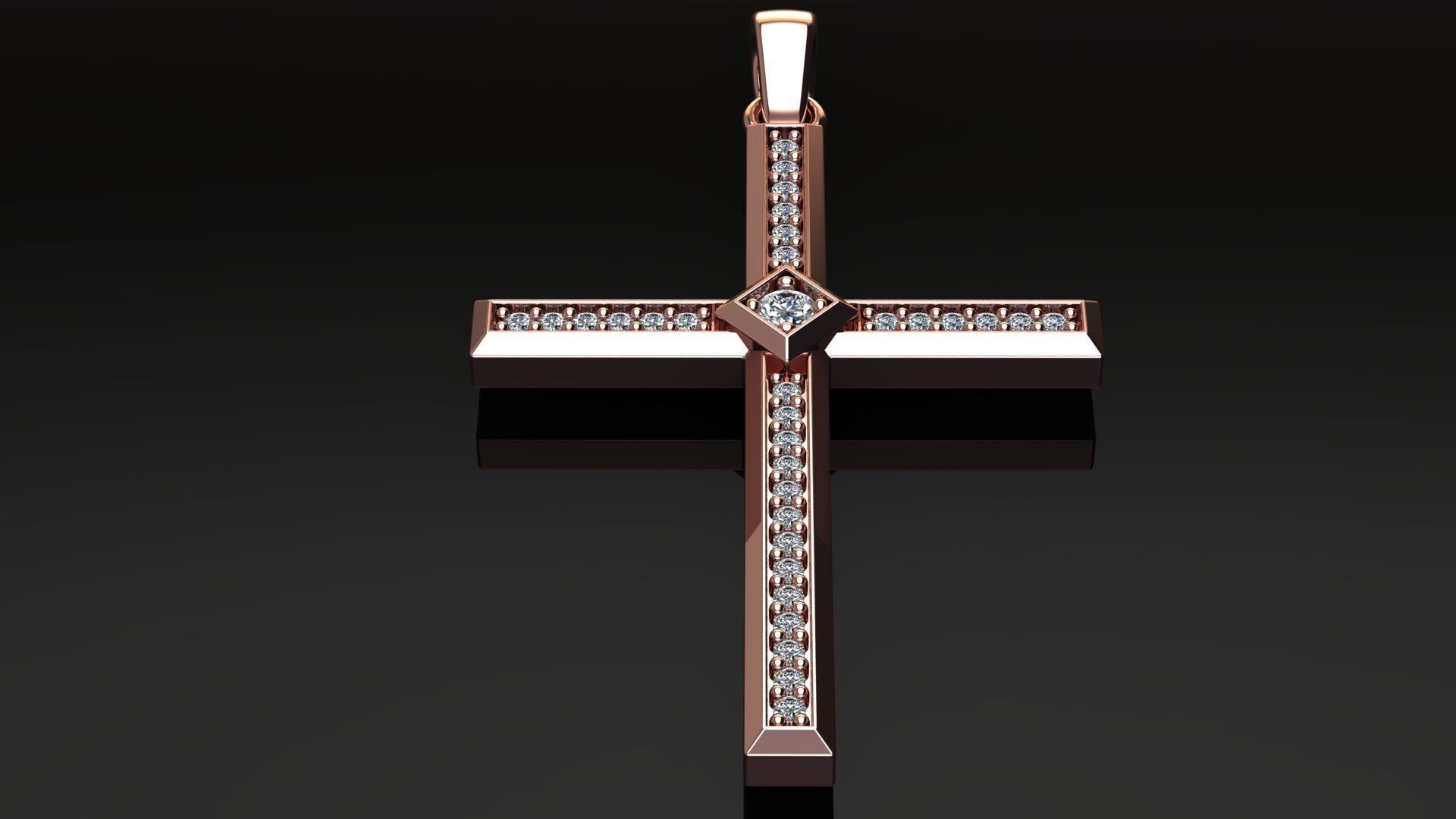 Cross Pendant with Diamonds 3D print model_15
