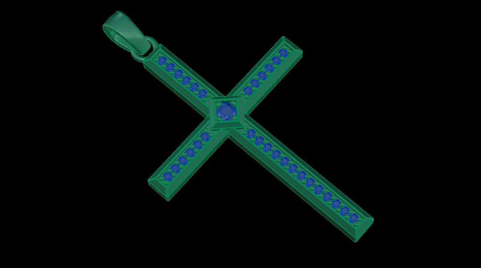 Cross Pendant with Diamonds 3D print model_19