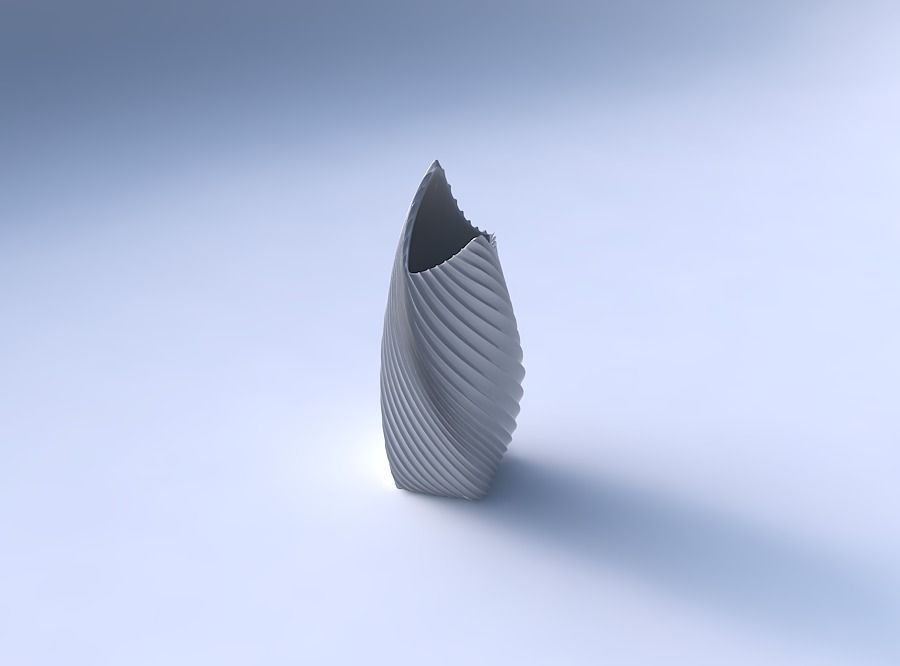 Vase twisted double arc quadratic with bent extruded lines 3 3D print model_3