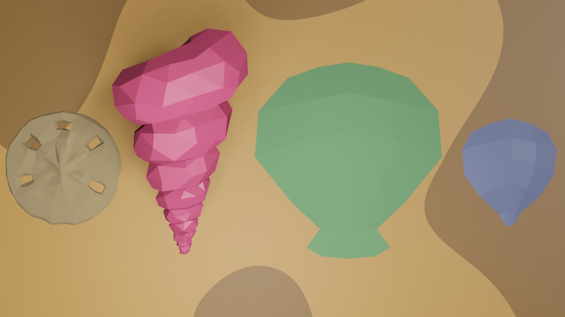 Shells set of seashells on beach Free low-poly 3D model_4