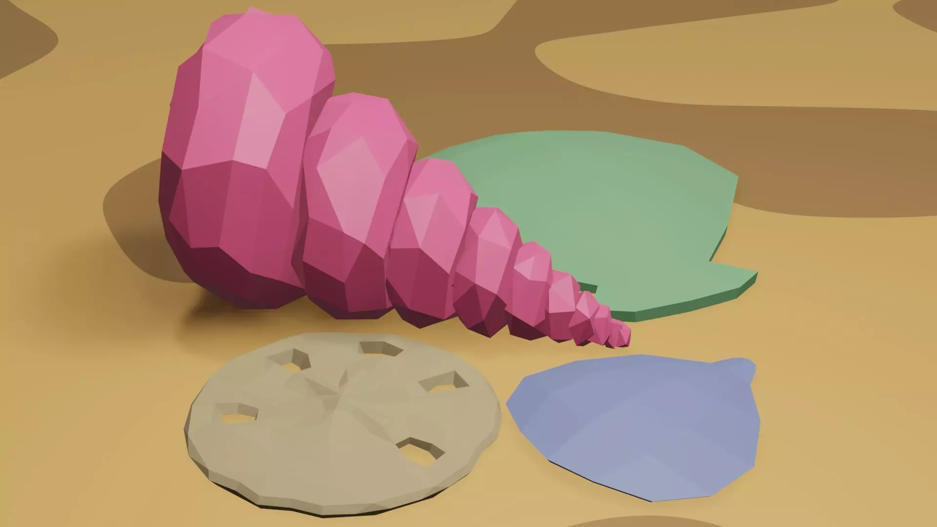 Shells set of seashells on beach Free low-poly 3D model_0