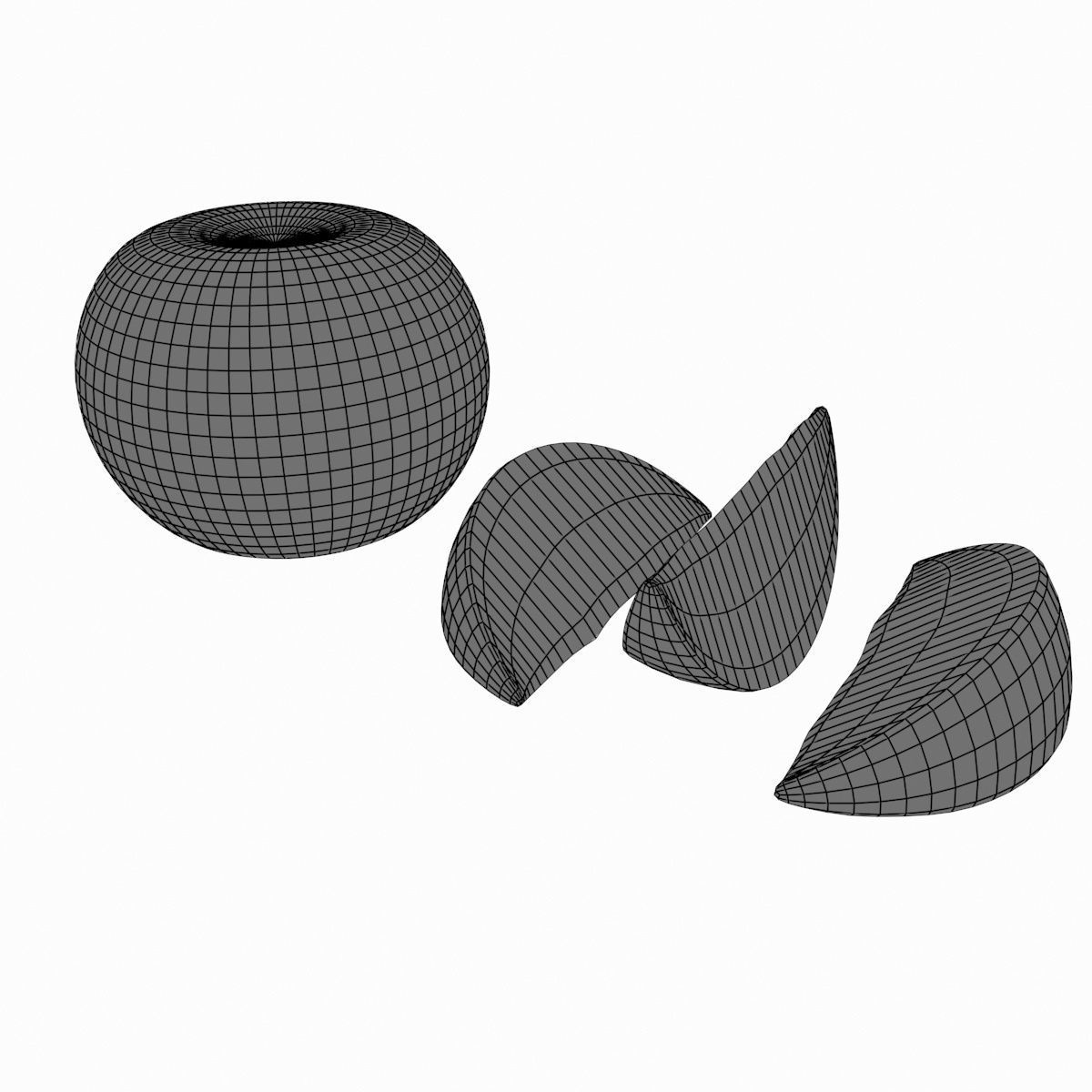 Orange and piece of fruit Low-poly 3D model_7