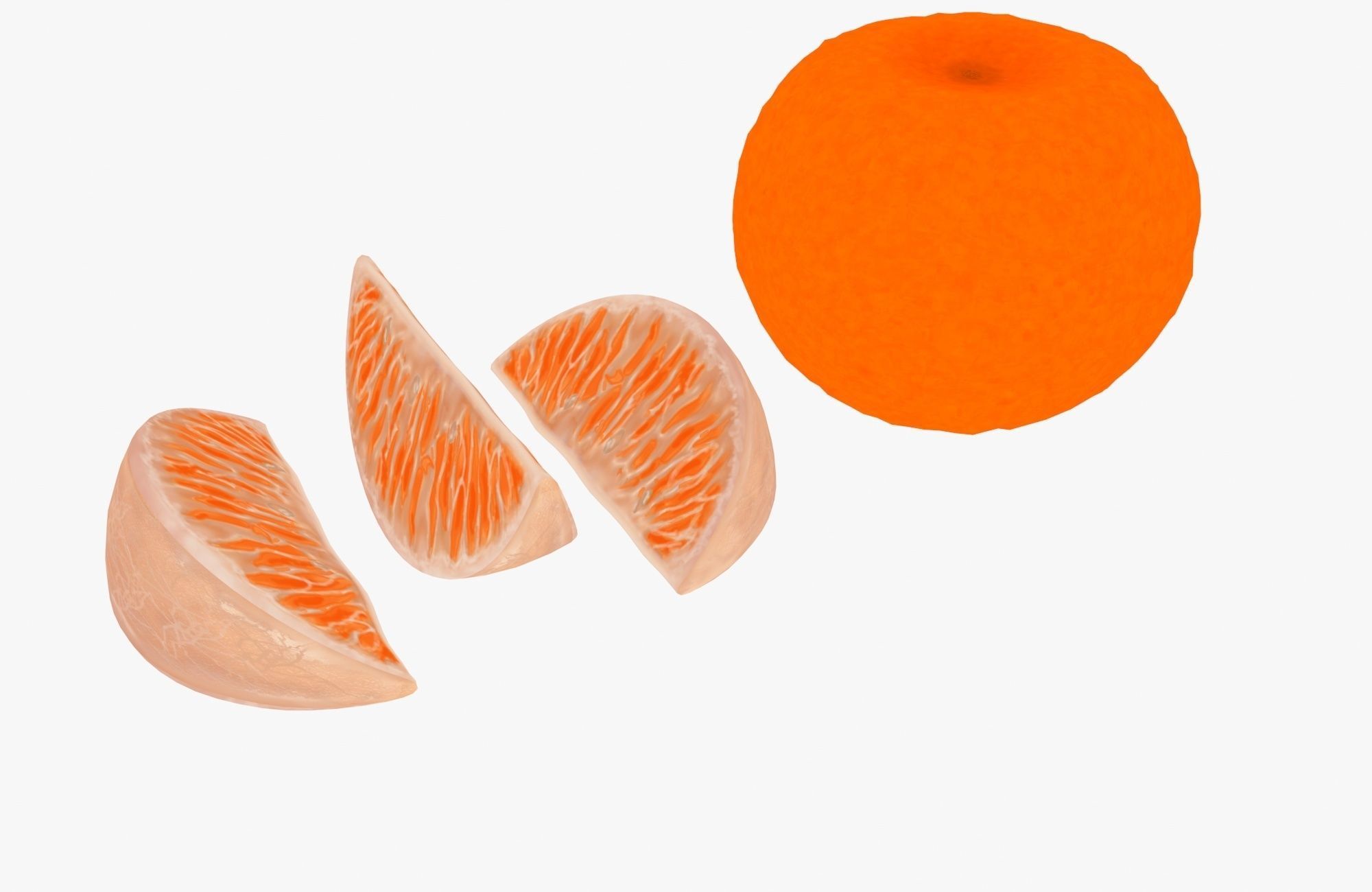 Orange and piece of fruit Low-poly 3D model_2