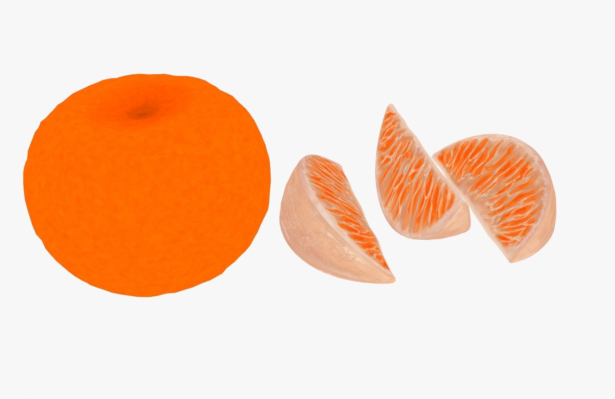 Orange and piece of fruit Low-poly 3D model_1