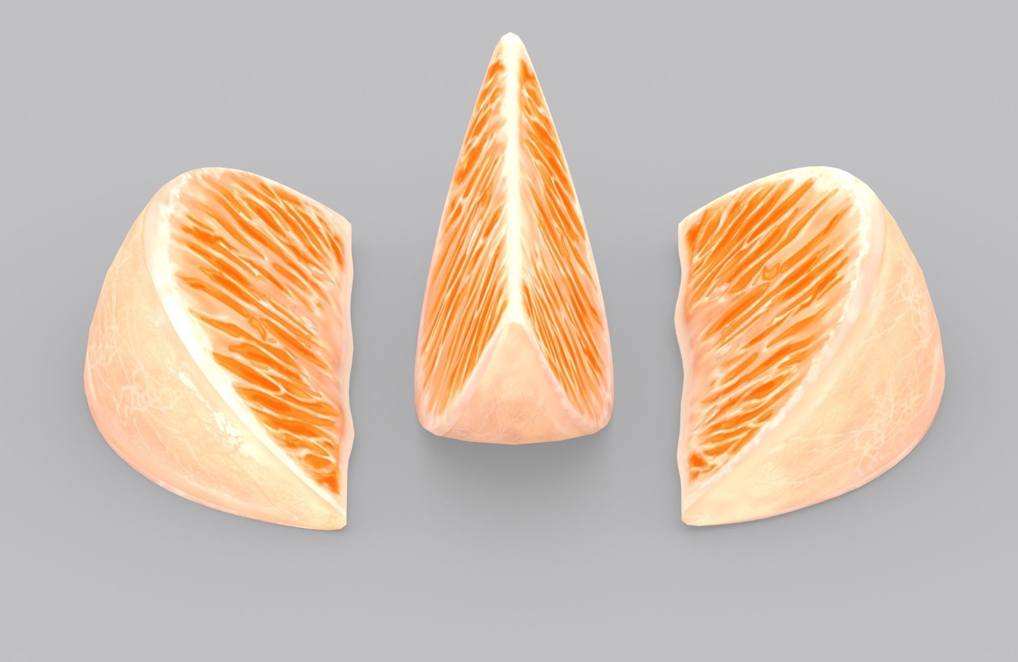Orange and piece of fruit Low-poly 3D model_6
