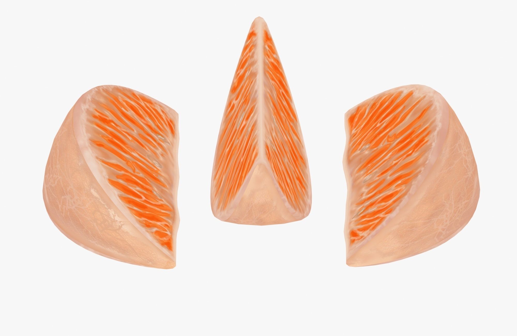 Orange and piece of fruit Low-poly 3D model_5