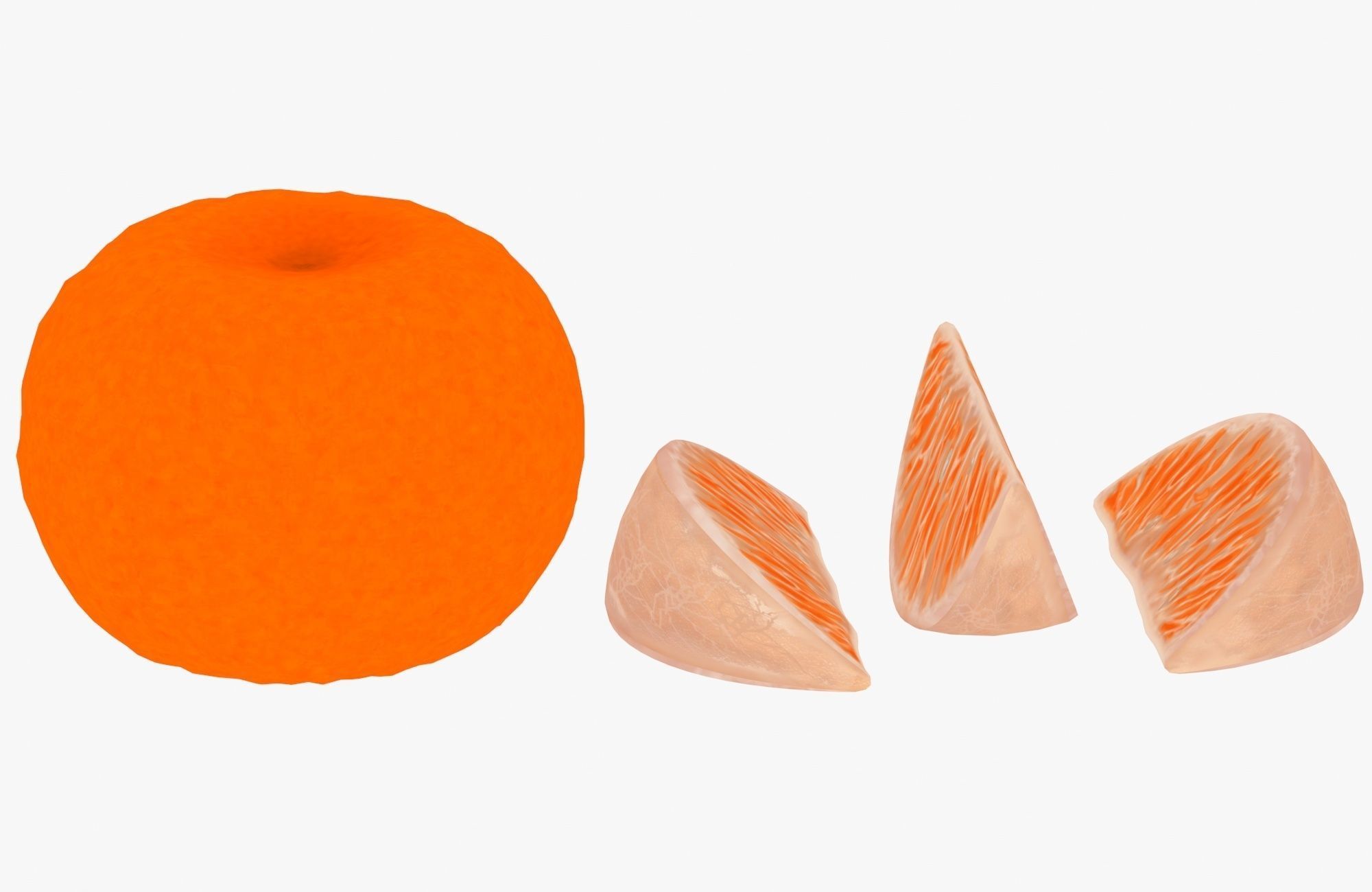 Orange and piece of fruit Low-poly 3D model_4