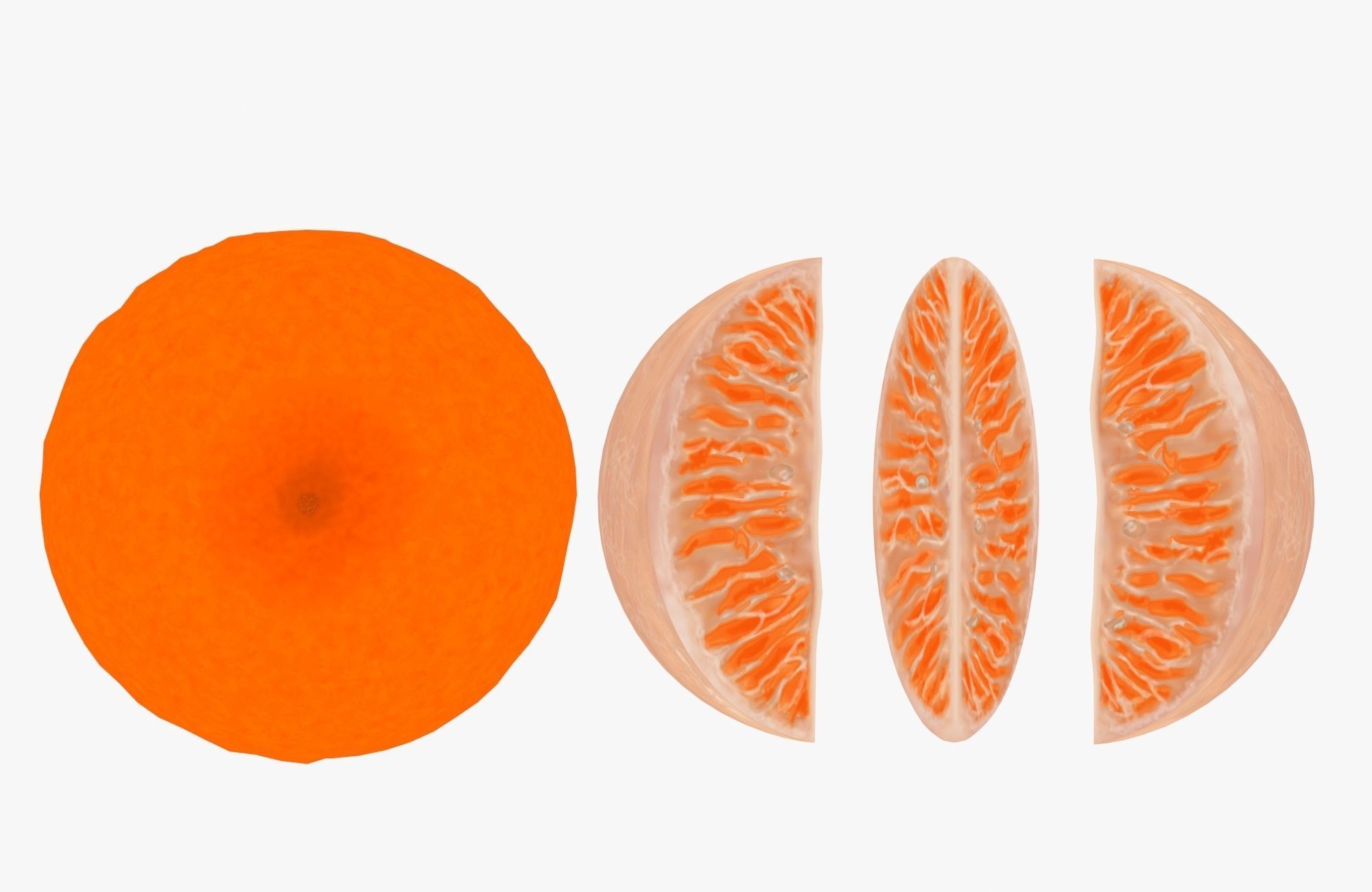 Orange and piece of fruit Low-poly 3D model_3