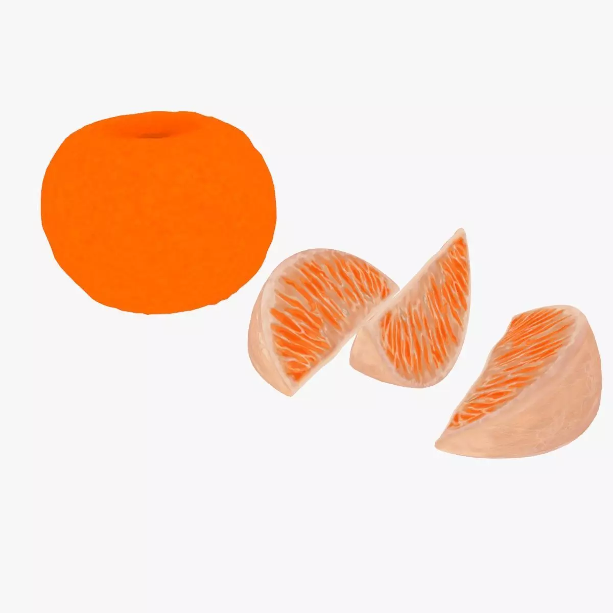 Orange and piece of fruit Low-poly 3D model_0