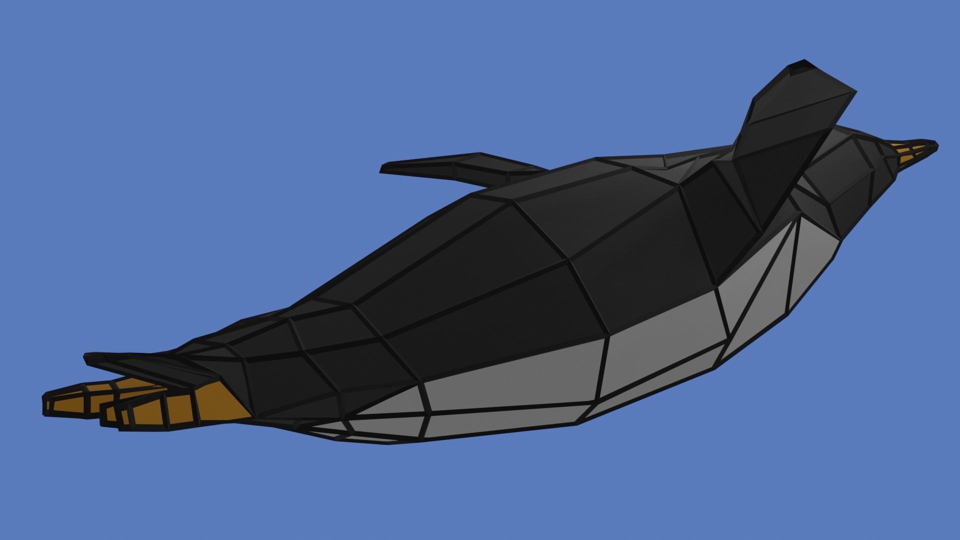 Penguin flying Free low-poly 3D model_5