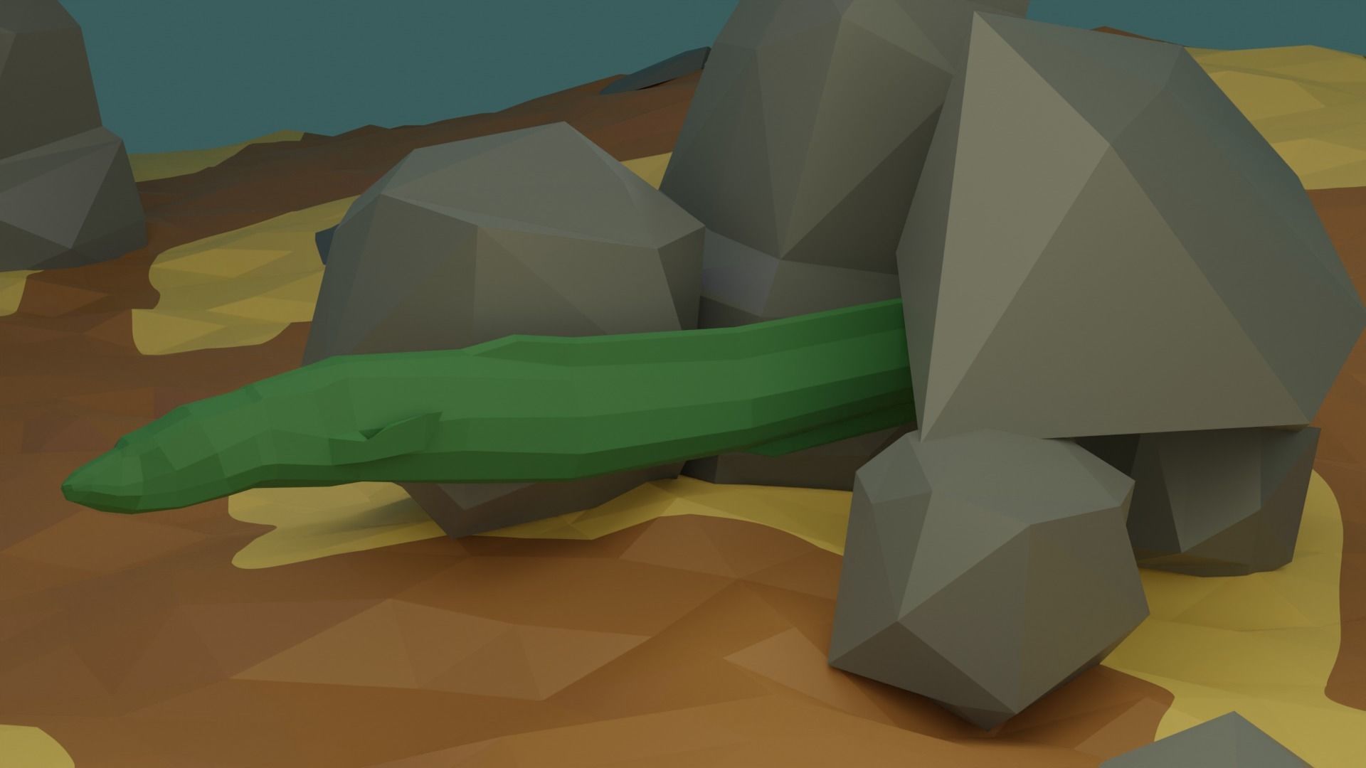 Low Poly Eel cucumber Free low-poly 3D model_1