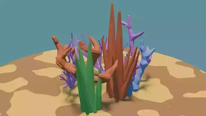 Coral corals and plants Free low-poly 3D model