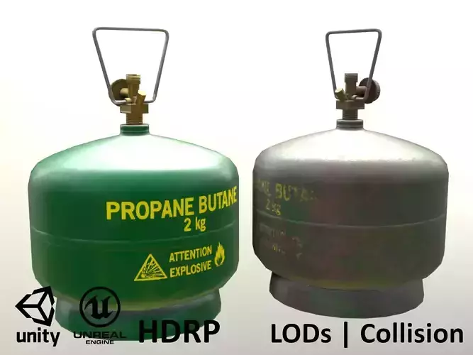 Gas Cylinder 2kg Green Low-poly 3D model