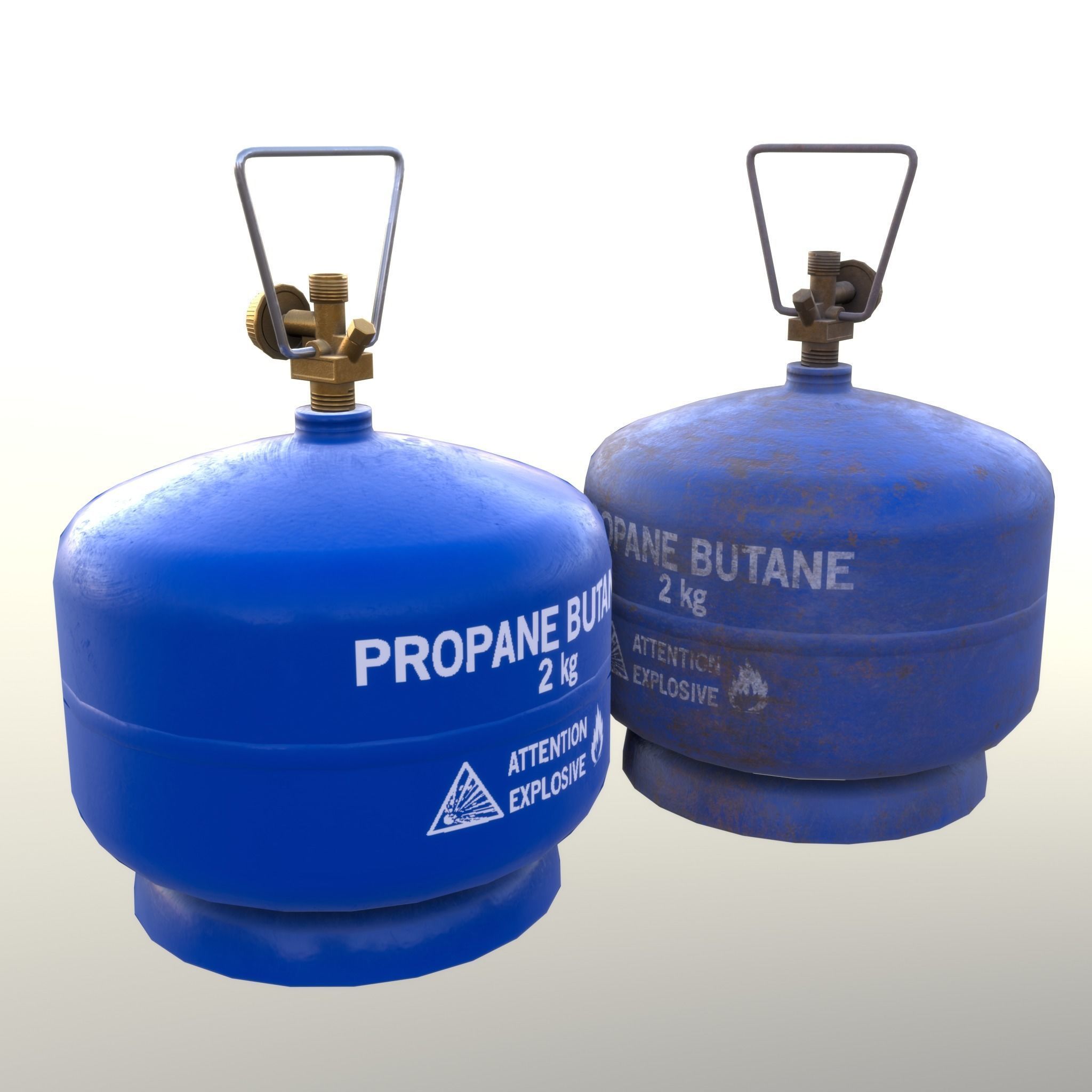 Gas Cylinder 2kg Blue Low-poly 3D model_15