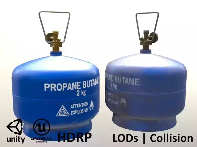 Gas Cylinder 2kg Blue Low-poly 3D model